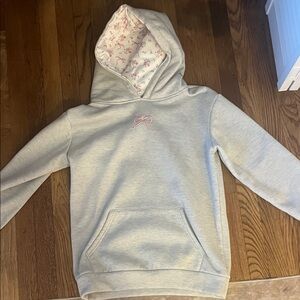 Women's Gray Hoodie with Pink Bow Detail